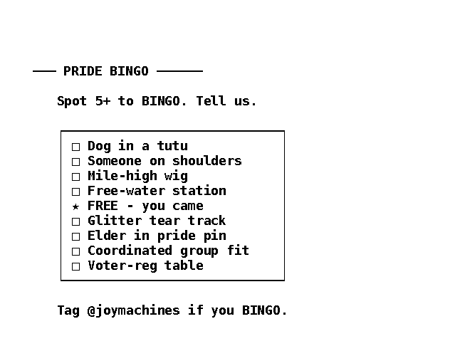 Pride Bingo